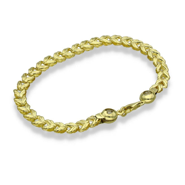 9ct Yellow Gold CZ Open Heart Bracelet - 7.5" - 5.3g