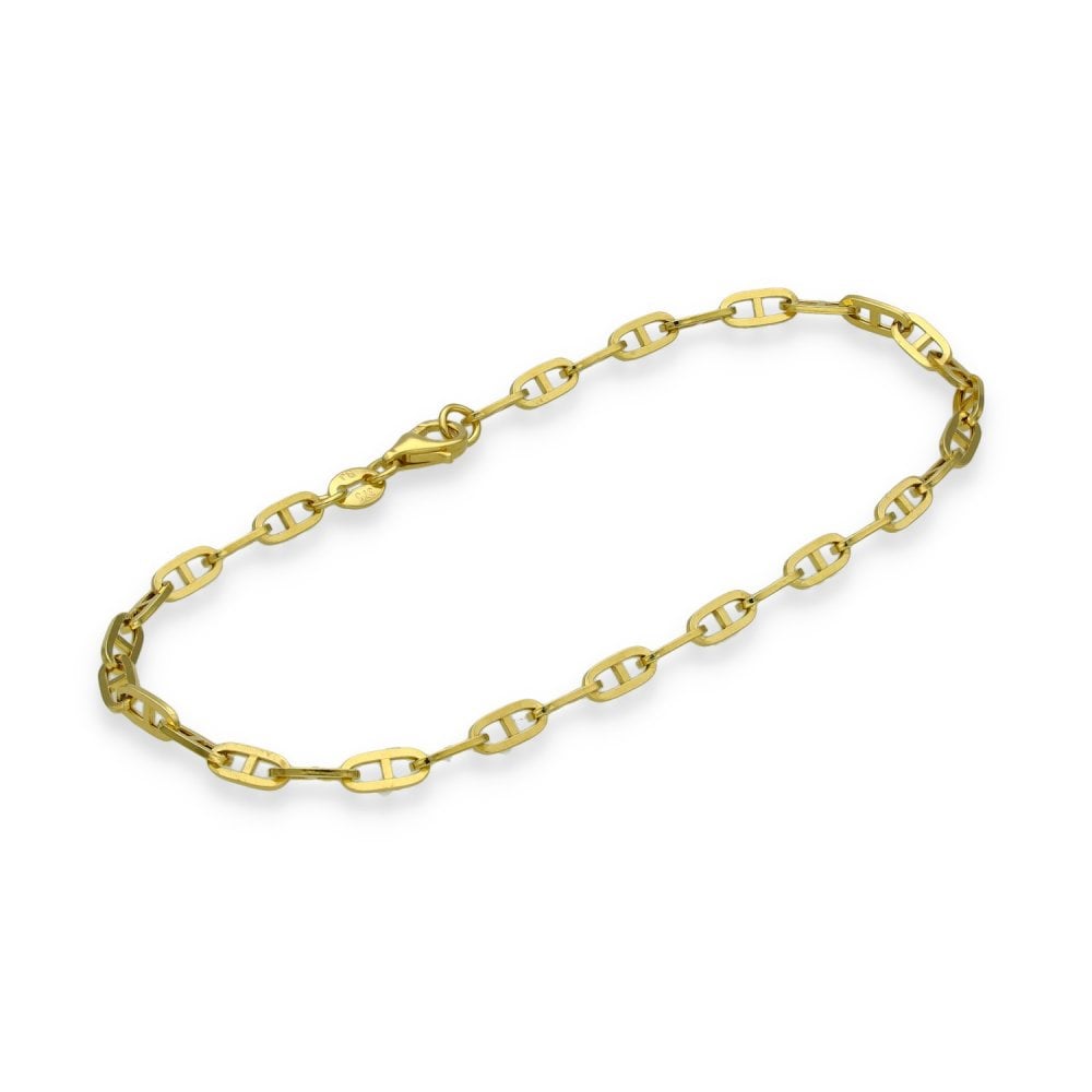 9ct Yellow Gold Fine Anchor Bracelet - 7.5" - 3.6g