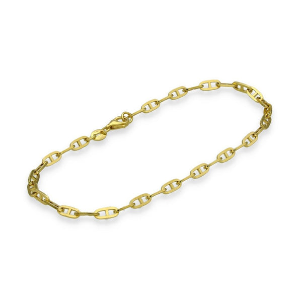 9ct Yellow Gold Fine Anchor Bracelet - 7.5" - 3.6g