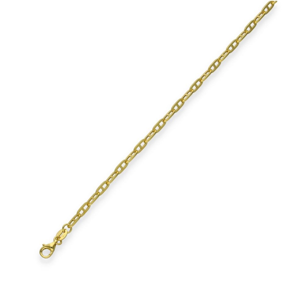 9ct Yellow Gold Fine Anchor Bracelet - 7.5" - 3.6g
