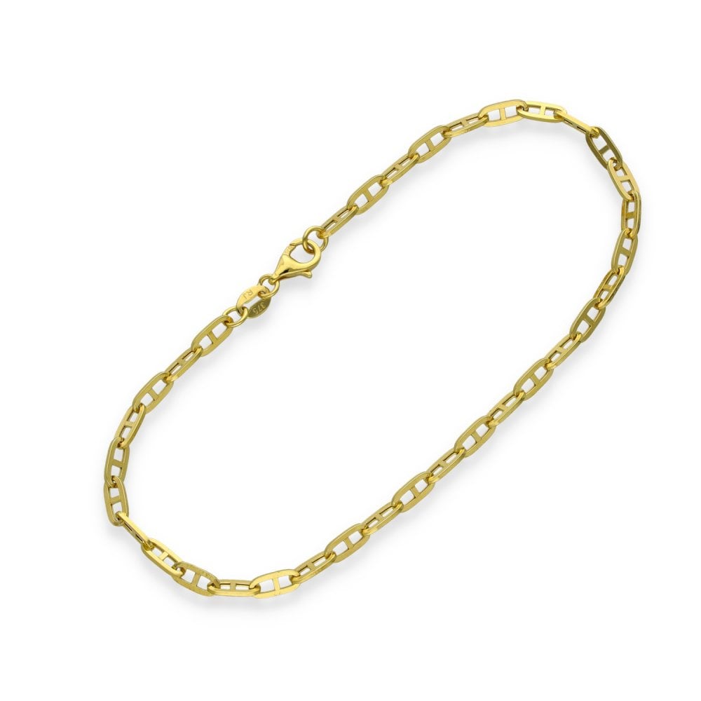 9ct Yellow Gold Fine Anchor Bracelet - 7.5" - 3.6g