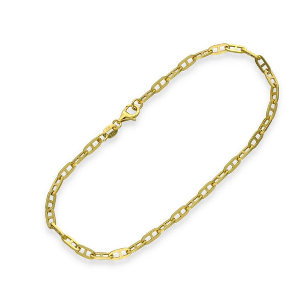 9ct Yellow Gold Fine Anchor Bracelet - 7.5" - 3.6g