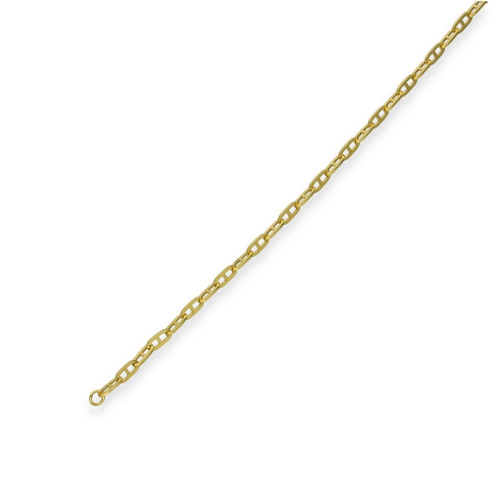 9ct Yellow Gold Fine Anchor Bracelet - 7.5" - 3.6g