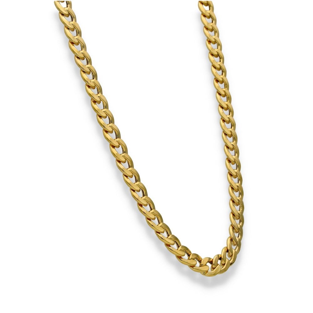 9ct Yellow Gold Hollow Curb Chain - 22" - 18.7g