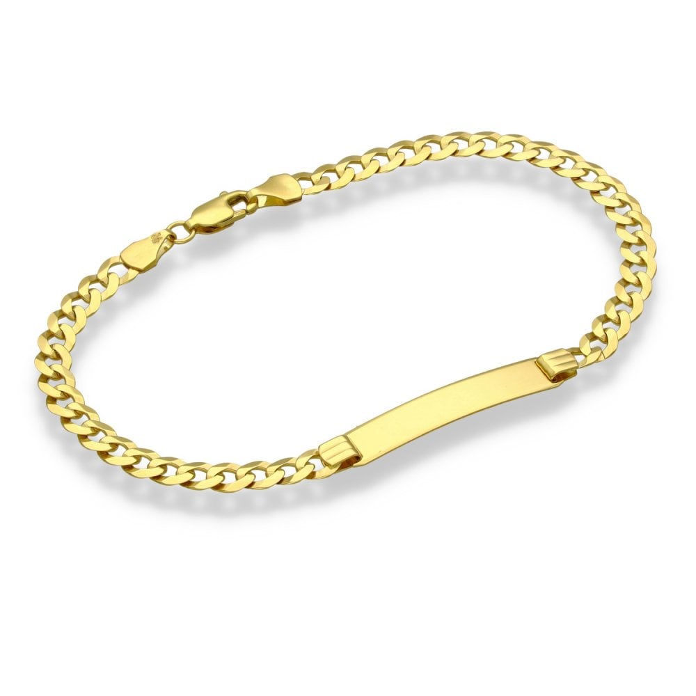 9ct Yellow Gold ID Curb Bracelet - 7.5" - 4.5g