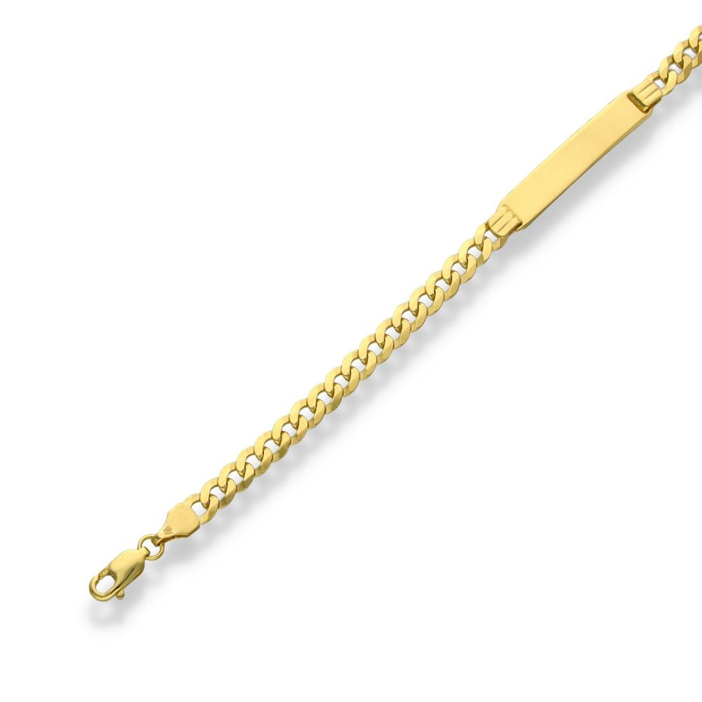 9ct Yellow Gold ID Curb Bracelet - 7.5" - 4.5g