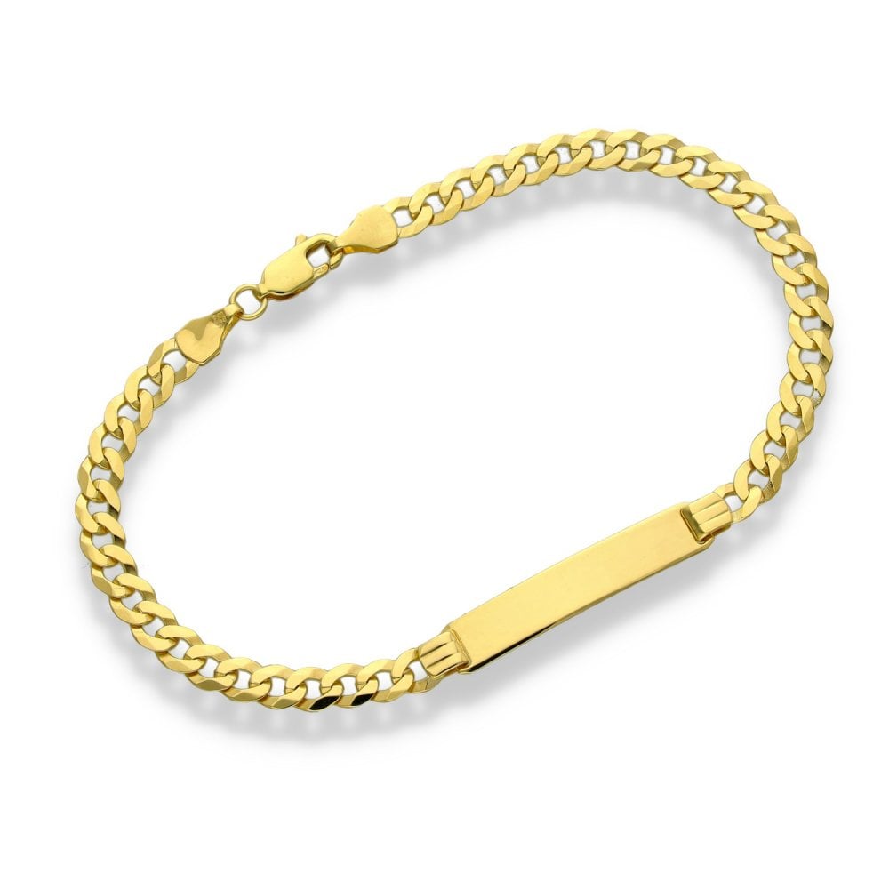 9ct Yellow Gold ID Curb Bracelet - 7.5" - 4.5g