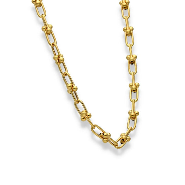 9ct Yellow Gold Bead & U-Link Necklace - 18" - 4.5g