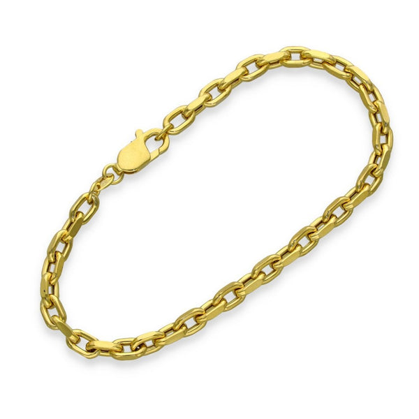 9ct Yellow Gold Hollow Oval Belcher Bracelet - 7.5" - 5.2g
