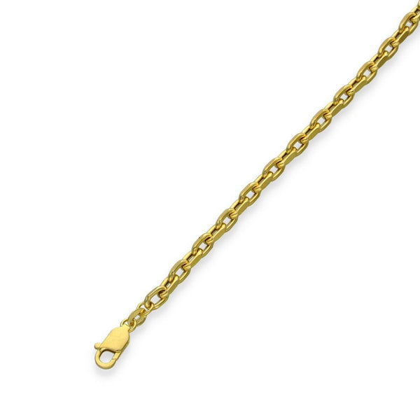 9ct Yellow Gold Hollow Oval Belcher Bracelet - 7.5" - 5.2g