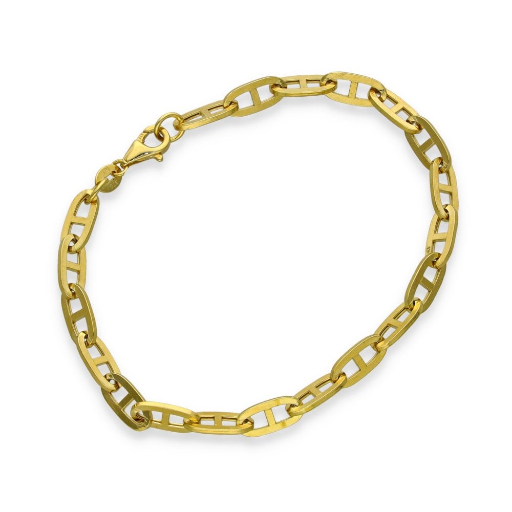 9ct Yellow Gold Anchor Bracelet - 7.5" - 3.7g