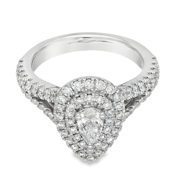 950 Platinum Vera Wang Diamond Cluster Ring - Size J - 0.95ct