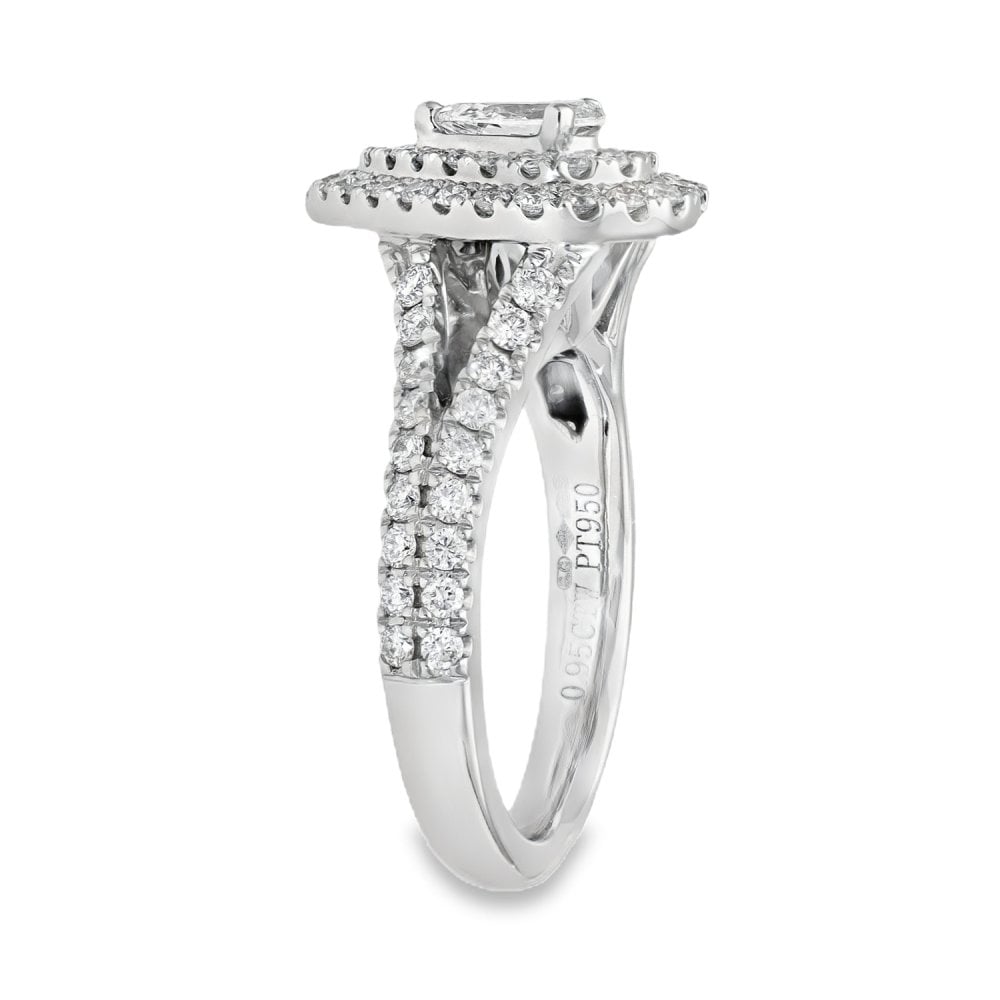 950 Platinum Vera Wang Diamond Cluster Ring - Size J - 0.95ct