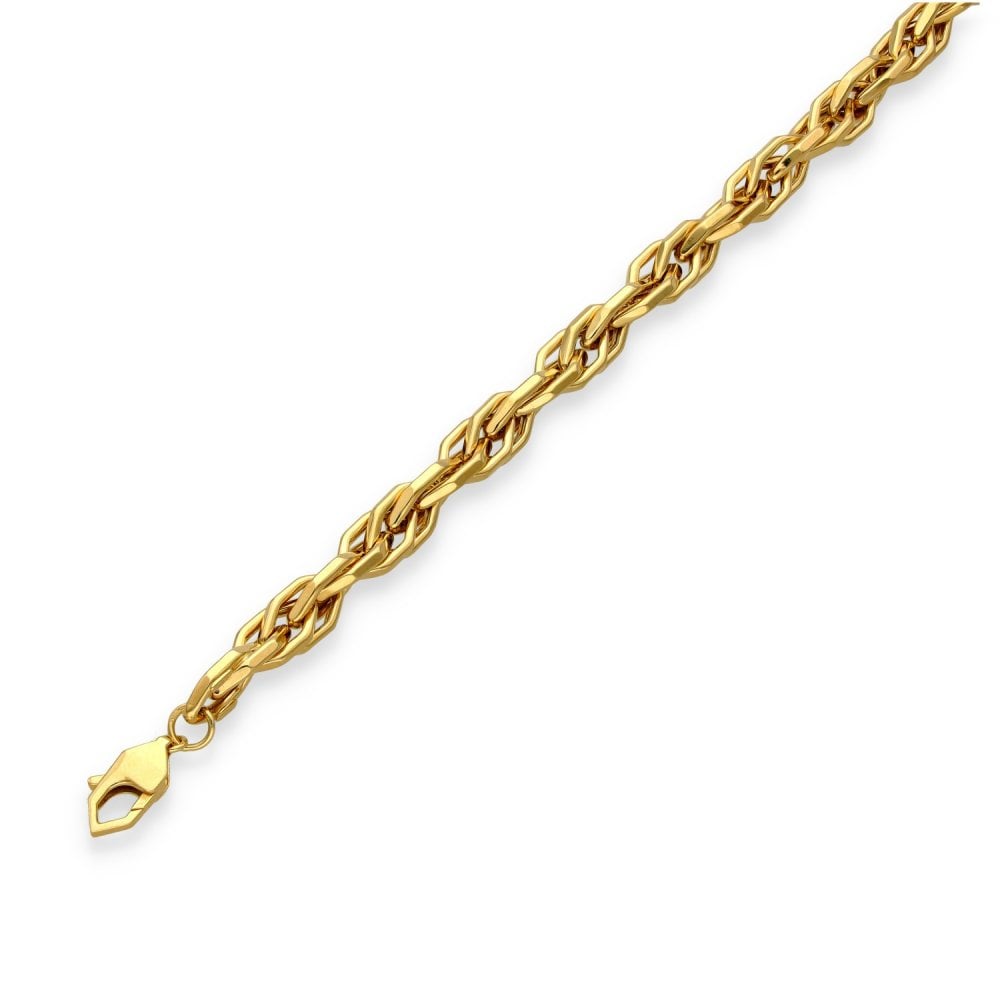 9ct Yellow Gold Hollow Octagonal Bracelet - 7.5" - 9.7g