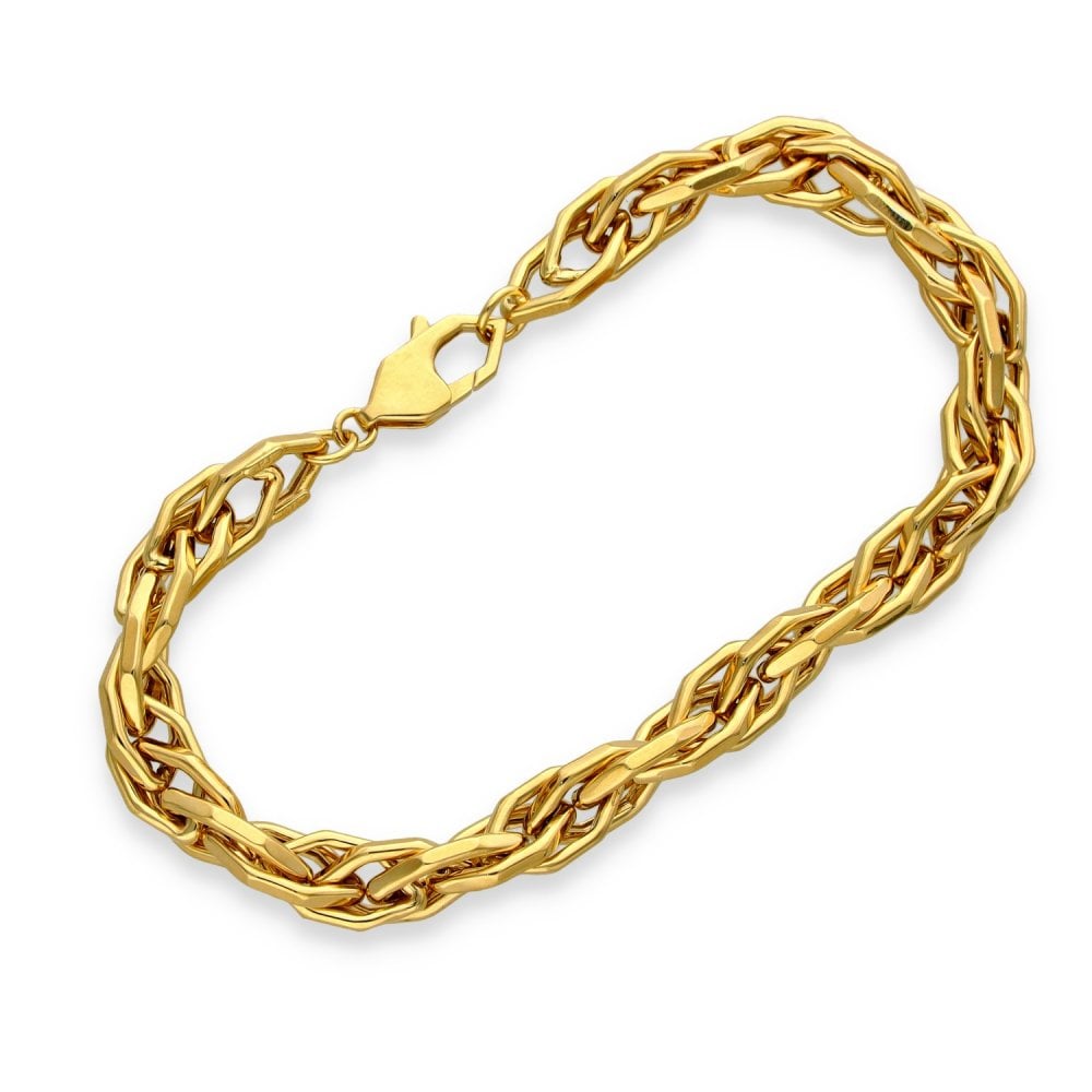9ct Yellow Gold Hollow Octagonal Bracelet - 7.5" - 9.7g