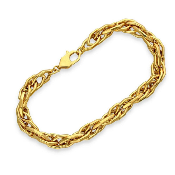 9ct Yellow Gold Hollow Octagonal Bracelet - 7.5" - 9.7g