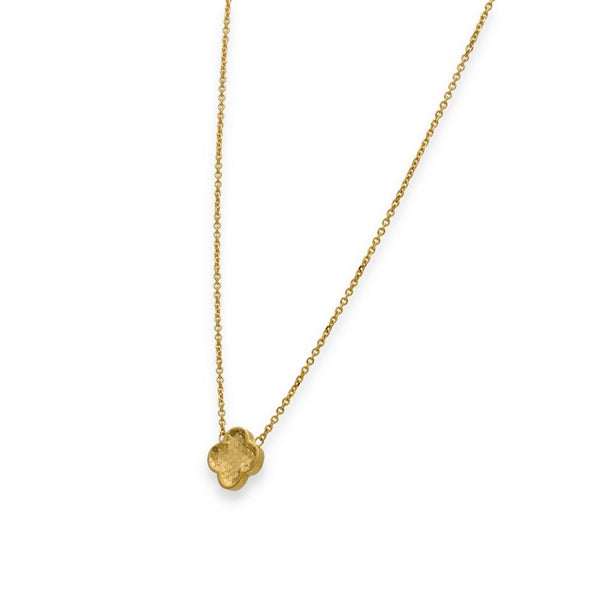 9ct Yellow Gold Honeycomb Clover Pendant & Trace Chain - 16/18"