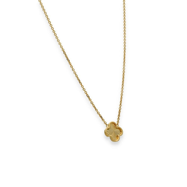 9ct Yellow Gold Sunburst Clover Pendant & Trace Chain - 16/18"