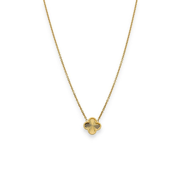 9ct Yellow Gold Sunburst Clover Pendant & Trace Chain - 16/18"