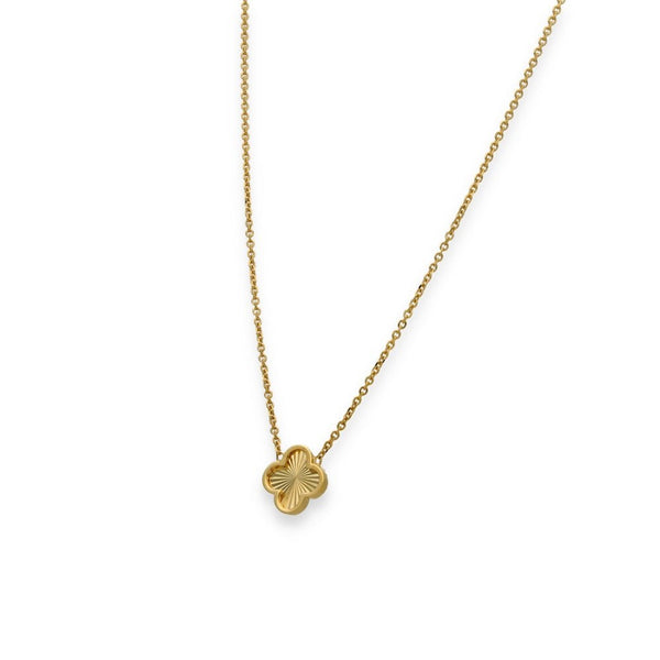 9ct Yellow Gold Sunburst Clover Pendant & Trace Chain - 16/18"