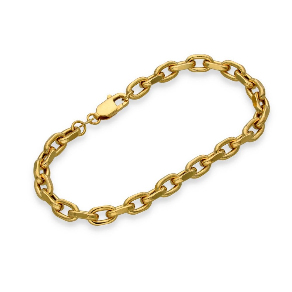 9ct Yellow Gold Hollow Oval Belcher Bracelet - 7.5" - 8.0g