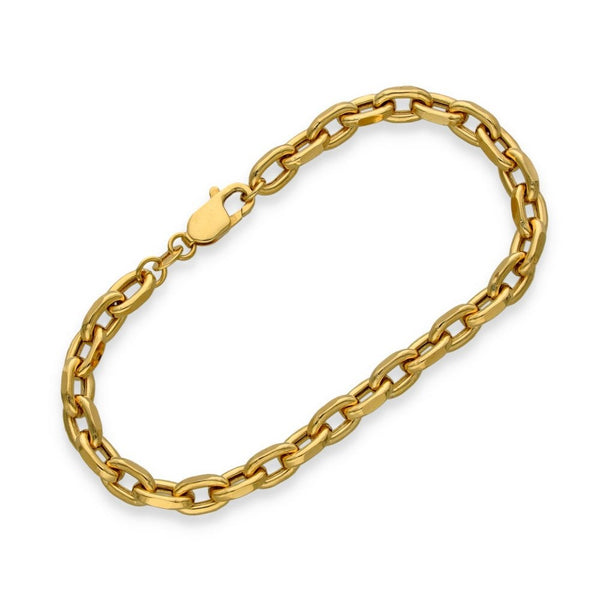 9ct Yellow Gold Hollow Oval Belcher Bracelet - 7.5" - 8.0g
