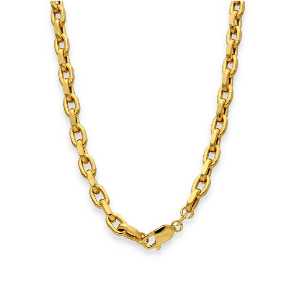 9ct Yellow Gold Oval Belcher Chain - 18" - 19.1g