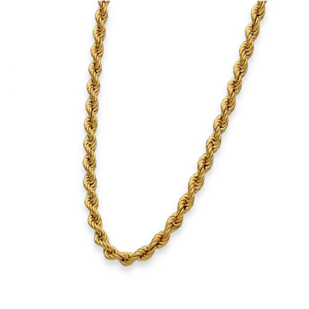 9ct Yellow Gold Hollow Rope Chain - 18" - 11.3g