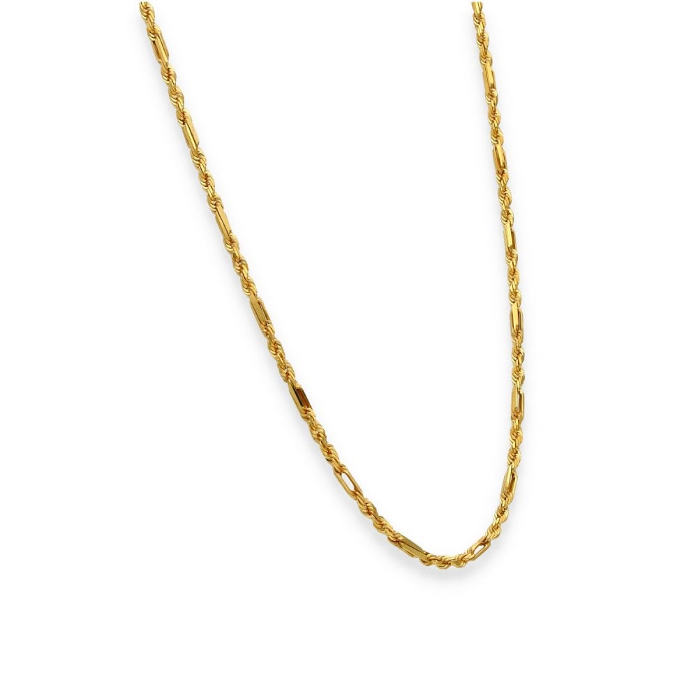 9ct Yellow Gold Figaro Rope Chain - 20" - 6.3g