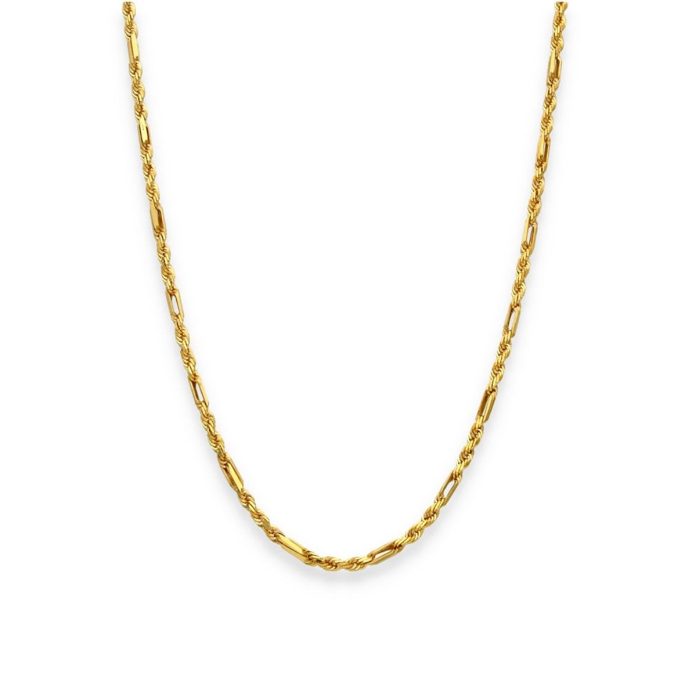 9ct Yellow Gold Figaro Rope Chain - 22" - 7.0g