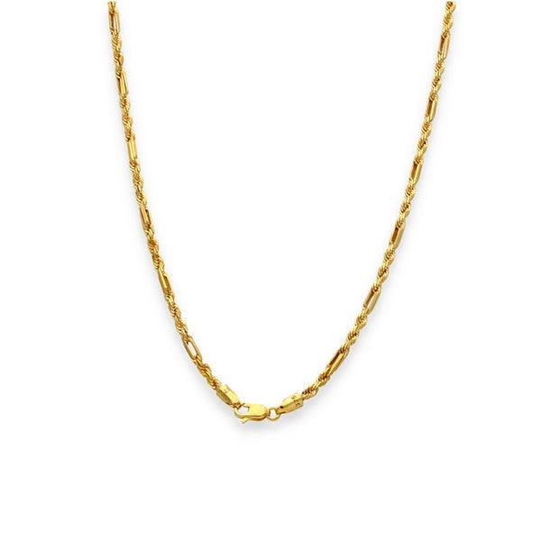 9ct Yellow Gold Figaro Rope Chain - 22" - 7.0g
