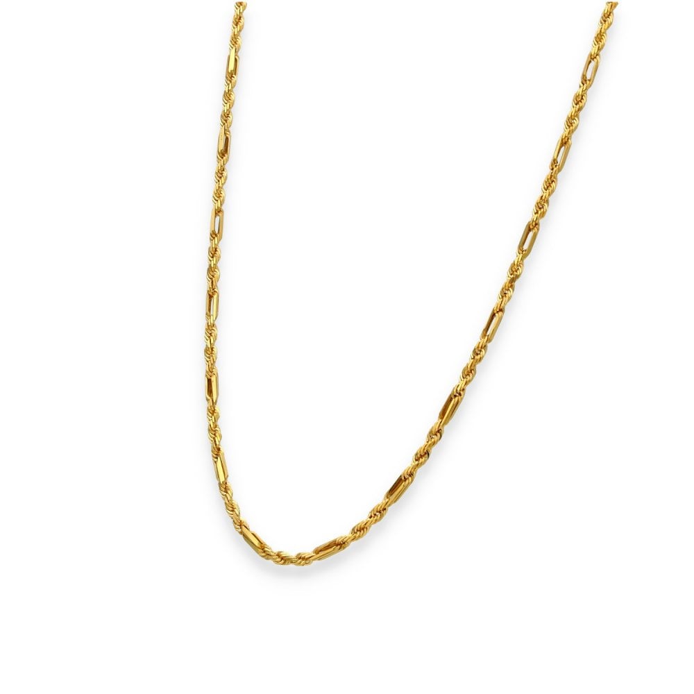 9ct Yellow Gold Figaro Rope Chain - 22" - 7.0g