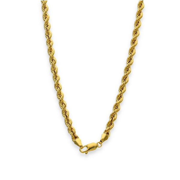 9ct Yellow Gold Hollow Rope Chain - 18" - 7.9g