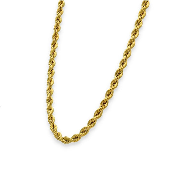9ct Yellow Gold Hollow Rope Chain - 18" - 7.9g