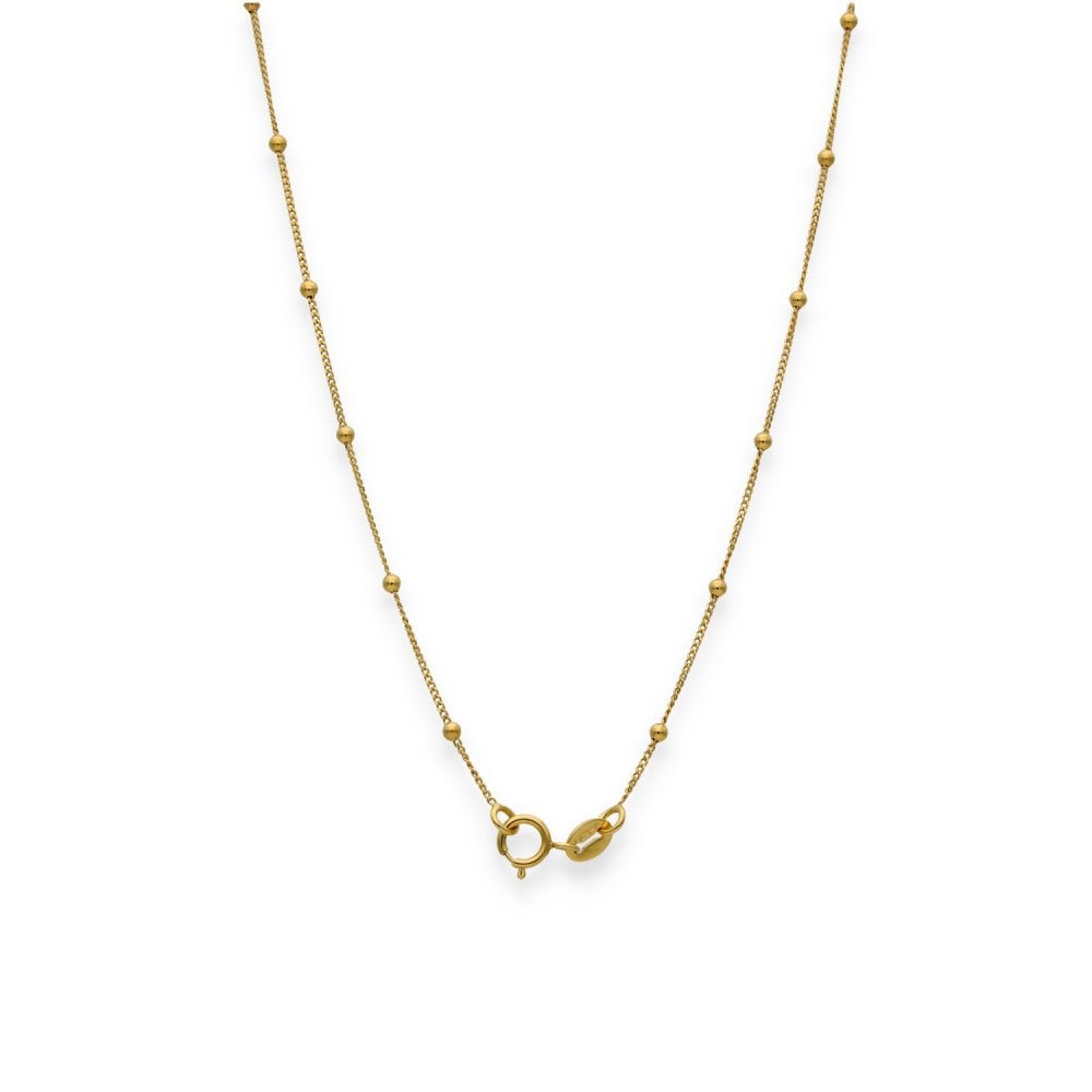 9ct Yellow Gold Fine Curb & Bead Chain - 18" - 1.4g