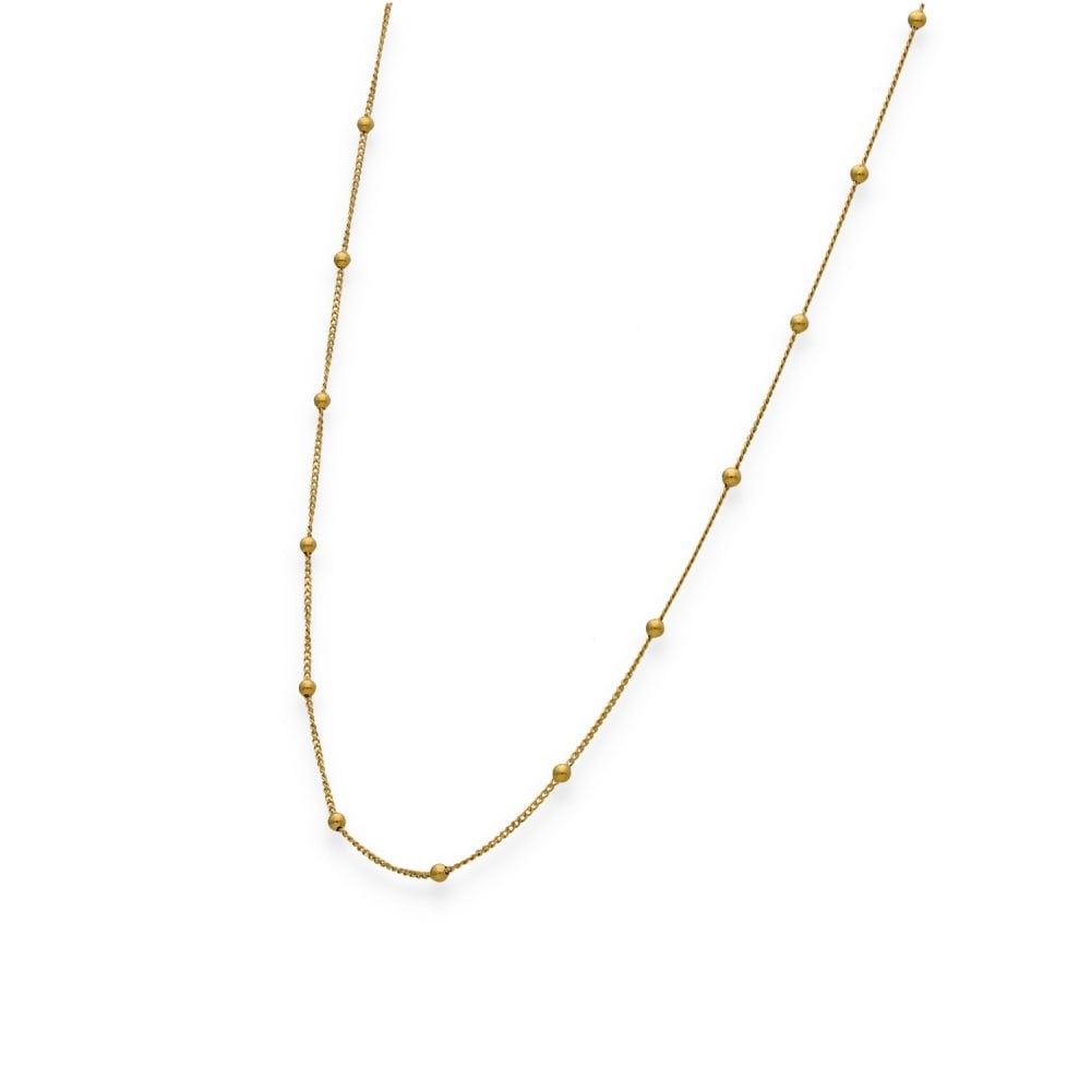 9ct Yellow Gold Fine Curb & Bead Chain - 18" - 1.4g