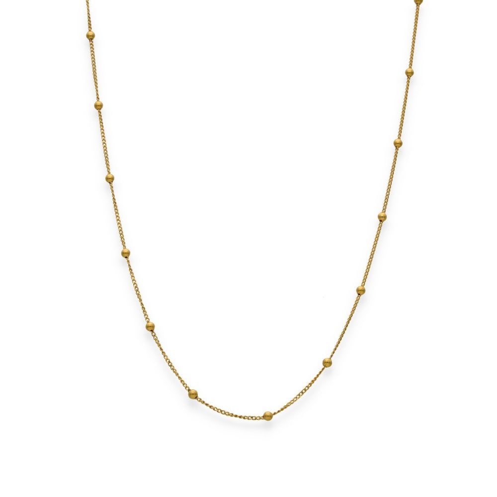 9ct Yellow Gold Fine Curb & Bead Chain - 20" - 1.5g