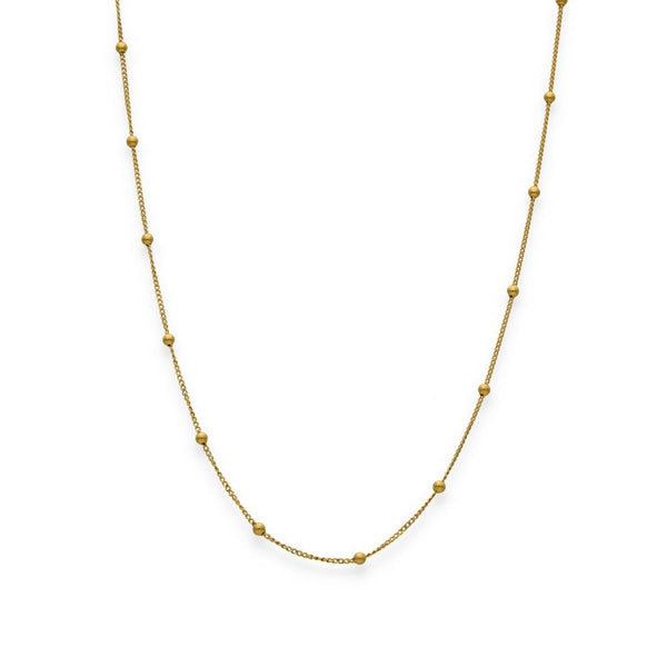 9ct Yellow Gold Fine Curb & Bead Chain - 20" - 1.5g