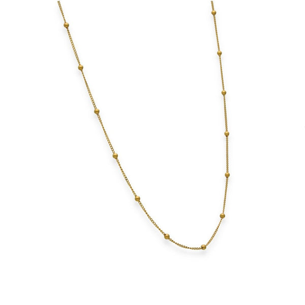 9ct Yellow Gold Fine Curb & Bead Chain - 20" - 1.5g