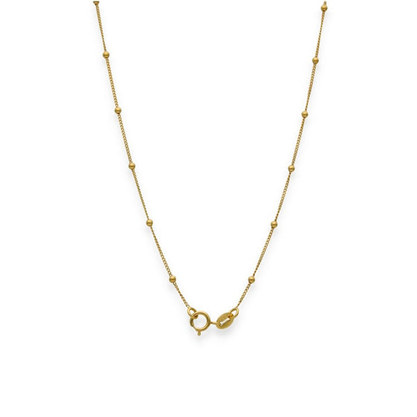 9ct Yellow Gold Fine Curb & Bead Chain - 20" - 1.5g