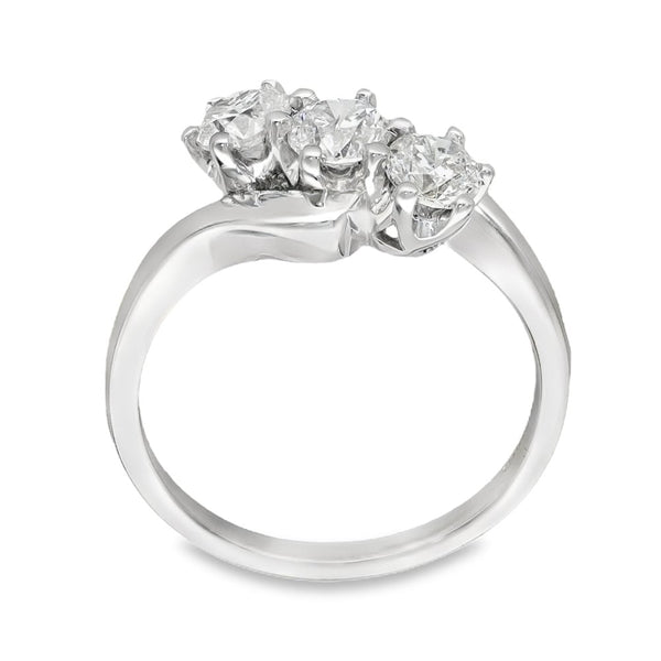 18ct White Gold Diamond Trilogy Ring - Size N - 0.64ct