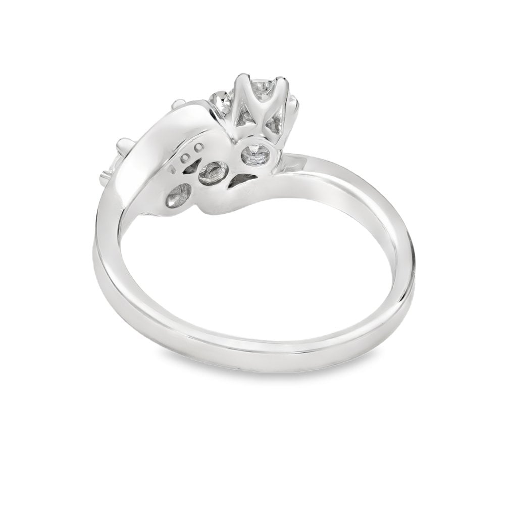 18ct White Gold Diamond Trilogy Ring - Size N - 0.64ct