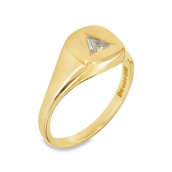 18ct Yellow Gold Diamond Signet Ring - Size Z+7 - 0.50ct