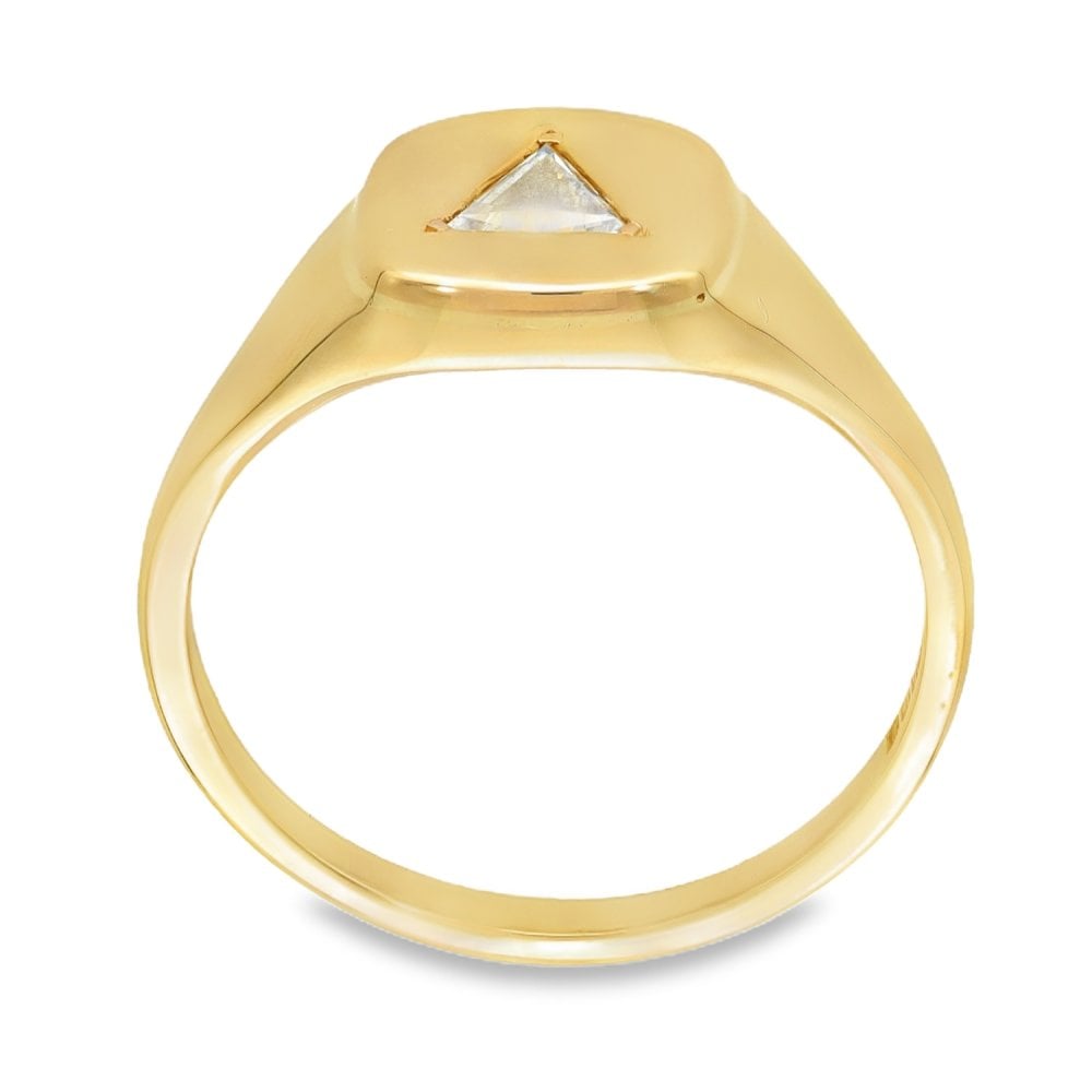 18ct Yellow Gold Diamond Signet Ring - Size Z+7 - 0.50ct
