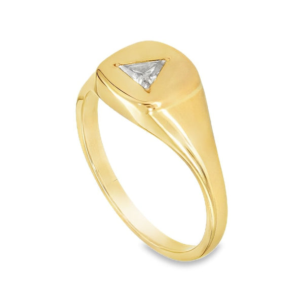 18ct Yellow Gold Diamond Signet Ring - Size Z+7 - 0.50ct