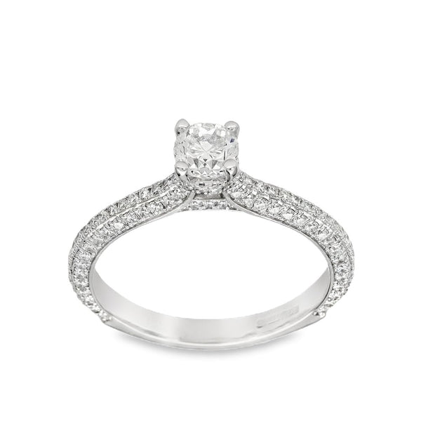 18ct White Gold Diamond Engagement Ring - Size M - 1.02ct