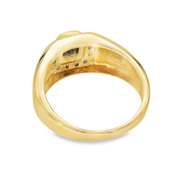 9ct Yellow Gold Sapphire & Diamond Cluster Ring - Size N -0.07ct