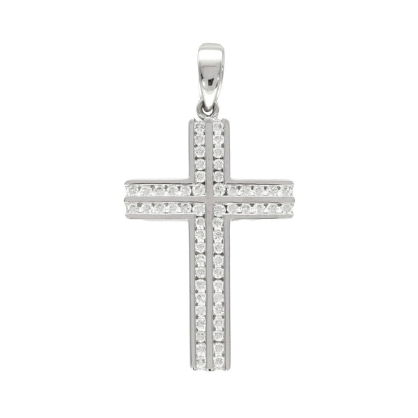 18ct White Gold Diamond Cross Pendant - 22x37x2.5mm - 0.89ct