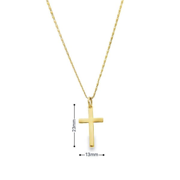 9ct Yellow Gold Block Cross Pendant & Fancy Chain - 16" - 4.3g
