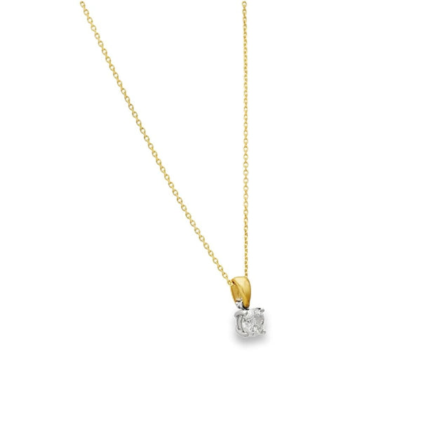 9ct Yellow & White Gold Diamond Pendant & Chain - 16/18" -1.00ct